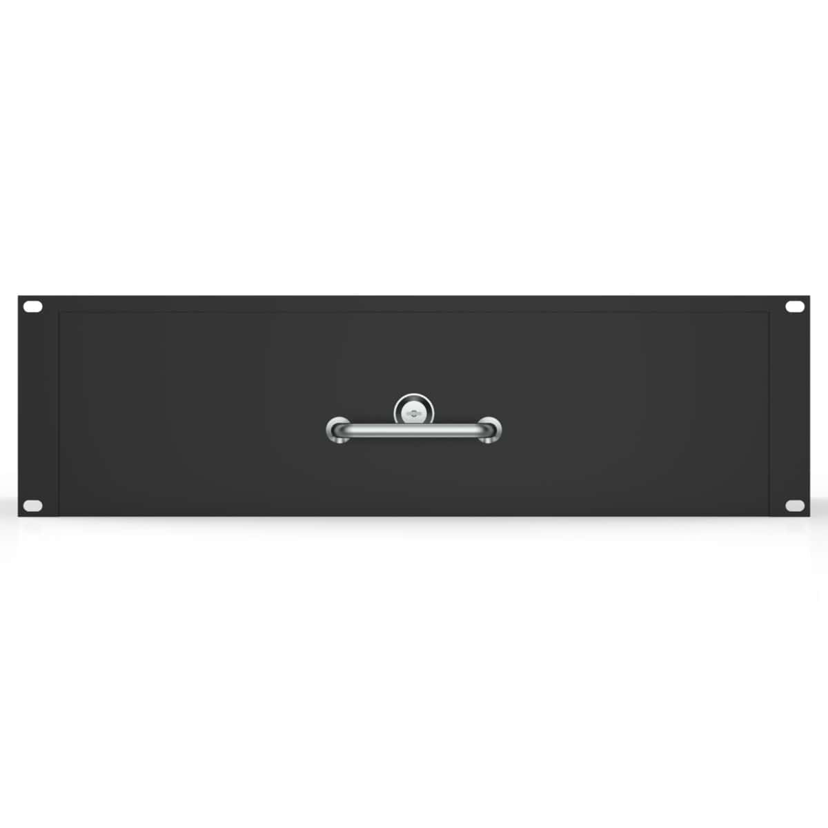3U Mountable Rack Drawer With Key Lock, 300Mm Deep External, 38Kg Load, 1.5Mm Steel