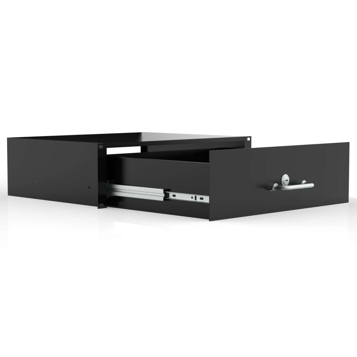 3U Mountable Rack Drawer With Key Lock, 300Mm Deep External, 38Kg Load, 1.5Mm Steel