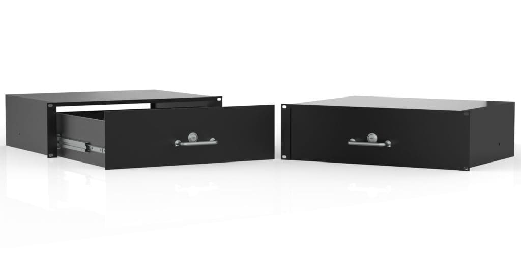 3U Mountable Rack Drawer With Key Lock, 300Mm Deep External, 38Kg Load, 1.5Mm Steel 1 3U Mountable Rack Drawer With Key Lock, 300Mm Deep External, 38Kg Load, 1.5Mm Steel