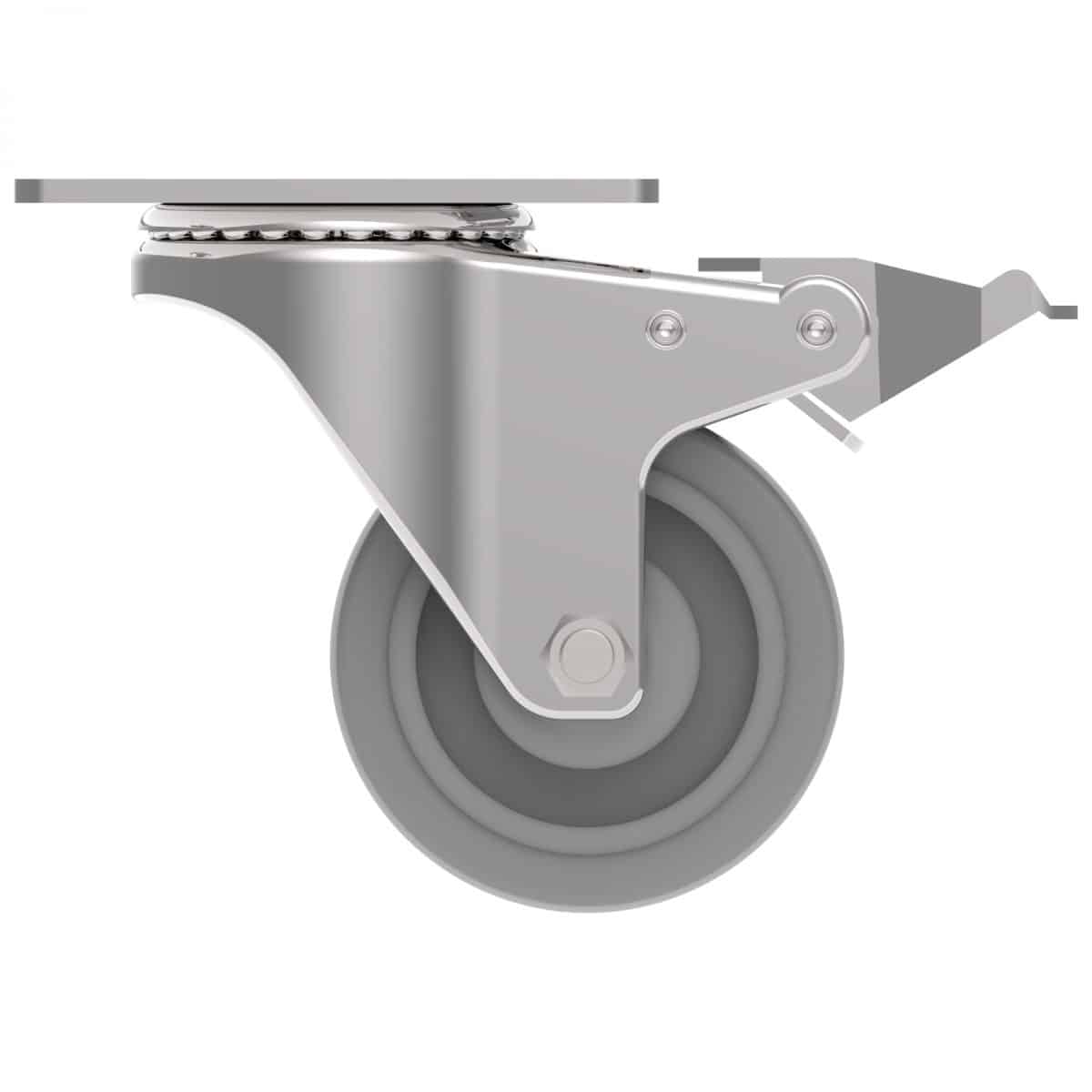 Carjet 2E-B 75Mm-3″ Braked Rubber Swivel Castor