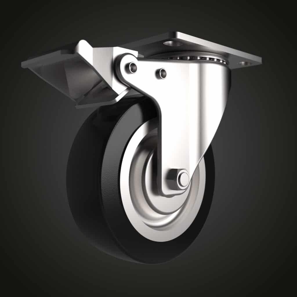 Carjet 4A-B 100X28Mm /4″ Braked Polyurethane Swivel Castor