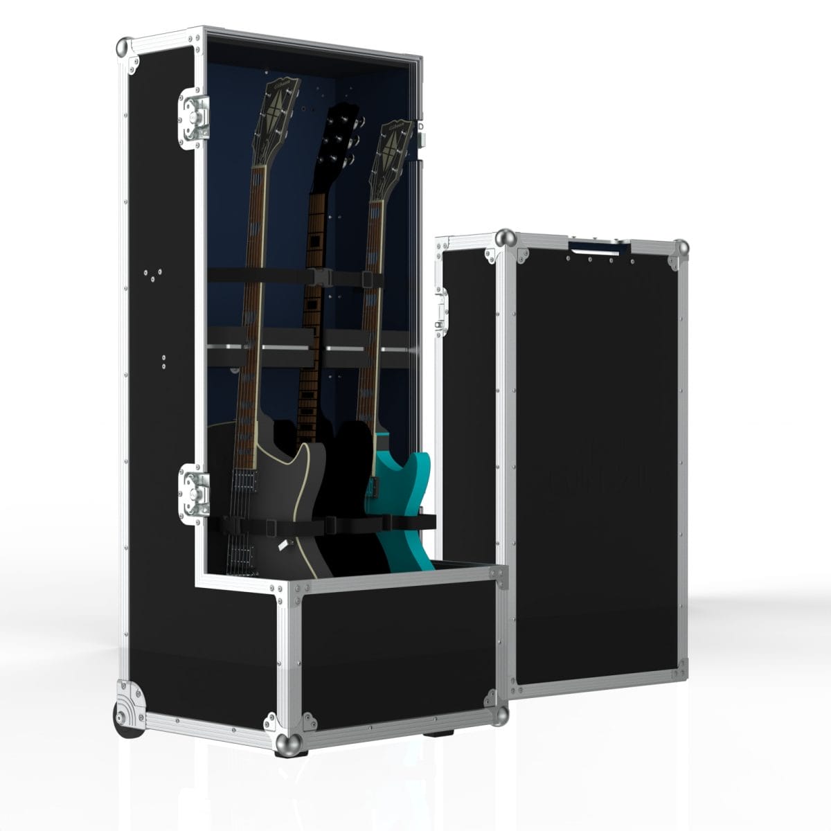 Triple Guitar Traveler With Adjustable Sliding Foam Blocks