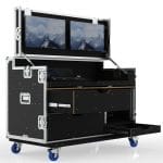 Workstation Case With Gas Strut Supported Lid, Vesa Mounts For 2 Of 24” Monitors, Drawers And Rack