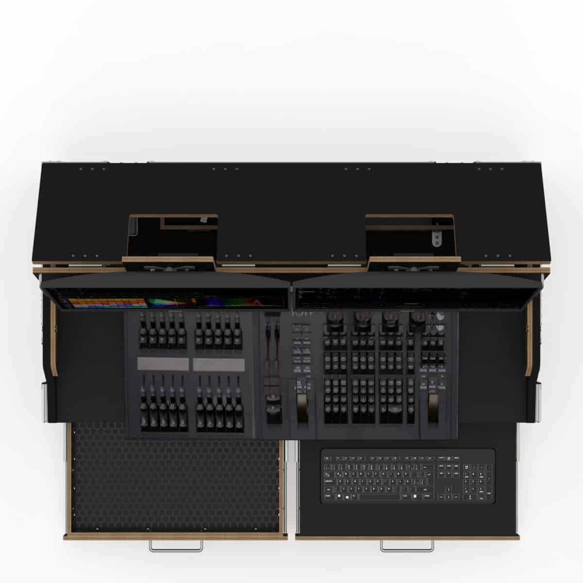 Lighting Console Road Case For Etc Ion Xe With Fader Wing, Led Ligth, Adjustable Monitor Stand For 2