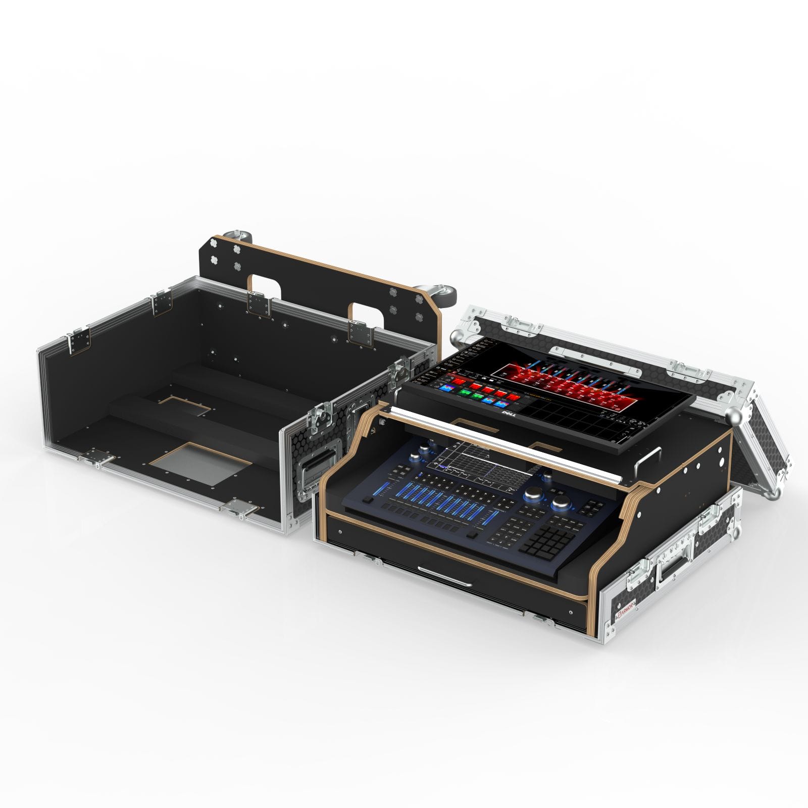 Flypack Case For Chamsys Mq70 With 24” Touch Screen And Keyboard Tray