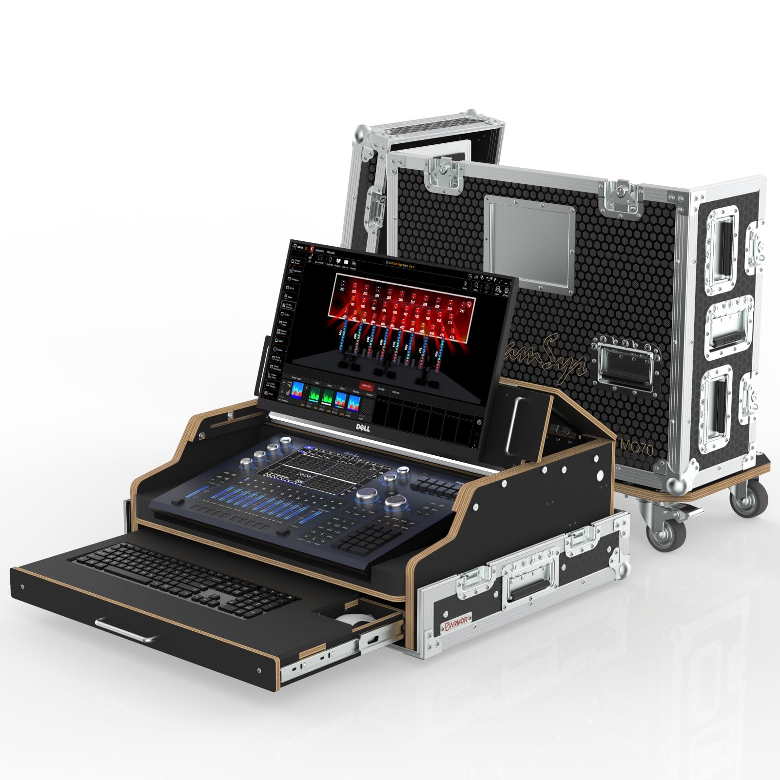 Flypack Case For Chamsys Mq70 With 24” Touch Screen And Keyboard Tray