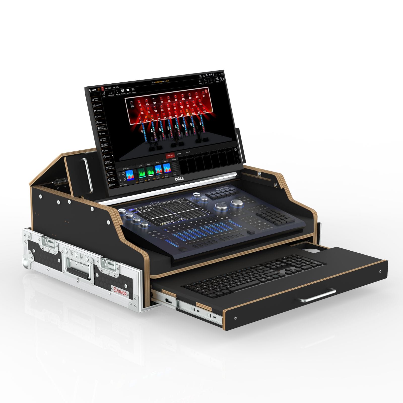 Flypack Case For Chamsys Mq70 With 24” Touch Screen And Keyboard Tray