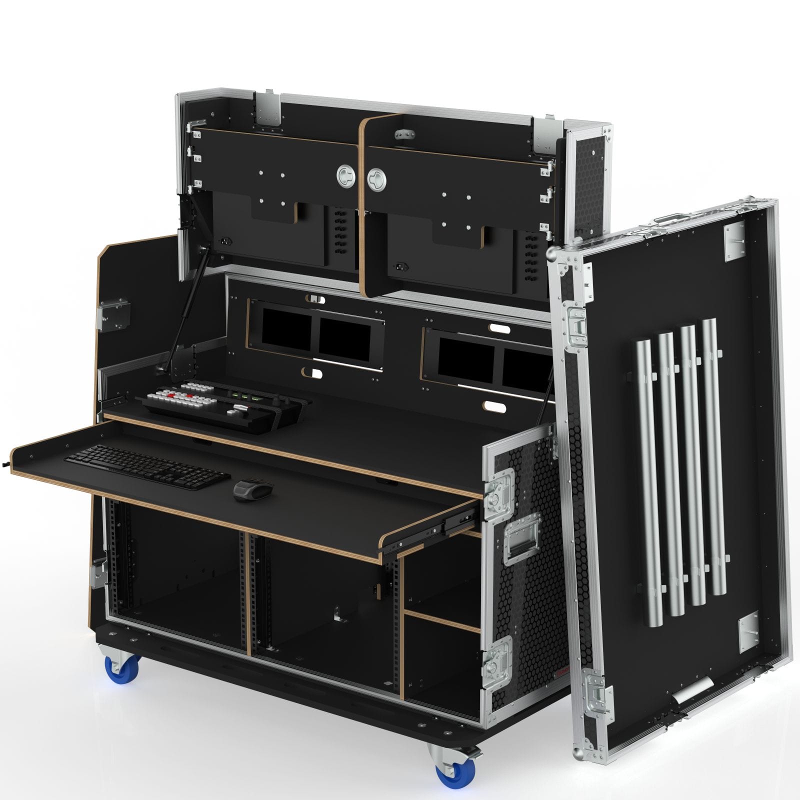 Workstation Case Fp2-Q, With Vesa Mount For 4 Monitors, 2 Standard Rack Bays