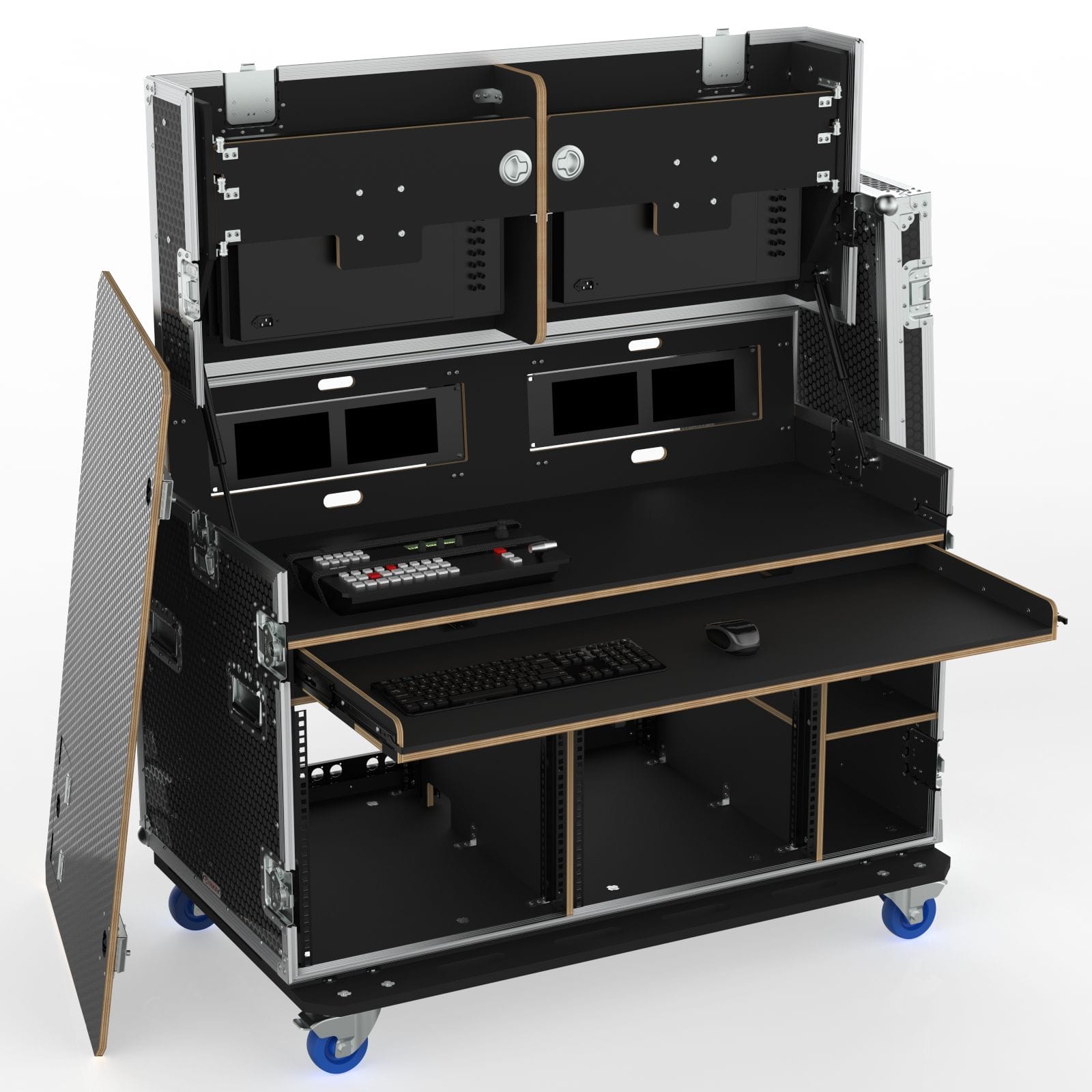 Workstation Case Fp2-Q, With Vesa Mount For 4 Monitors, 2 Standard Rack Bays