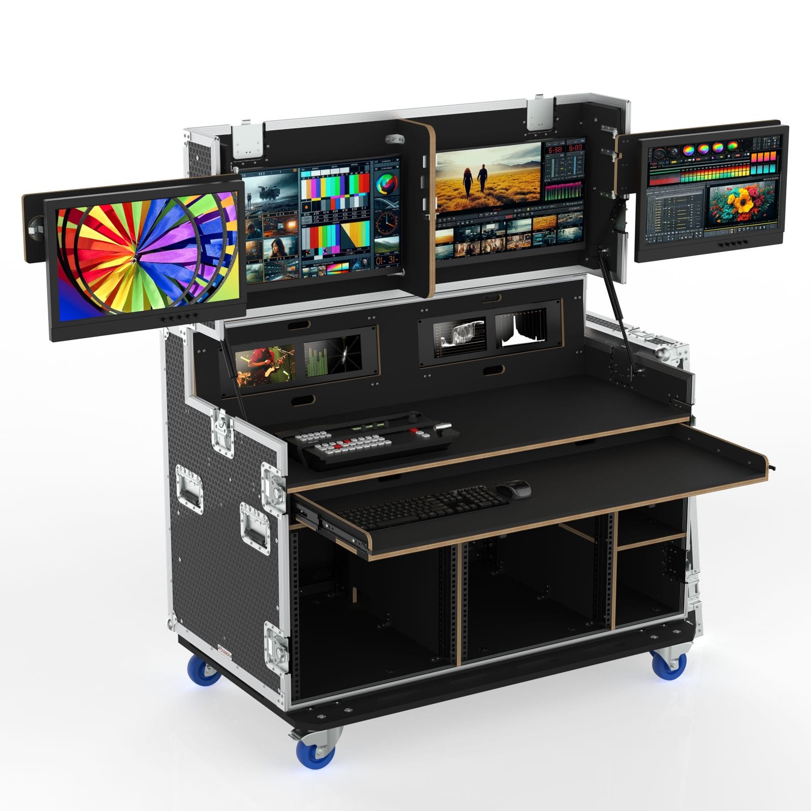Workstation Case Fp2-Q, With Vesa Mount For 4 Monitors, 2 Standard Rack Bays