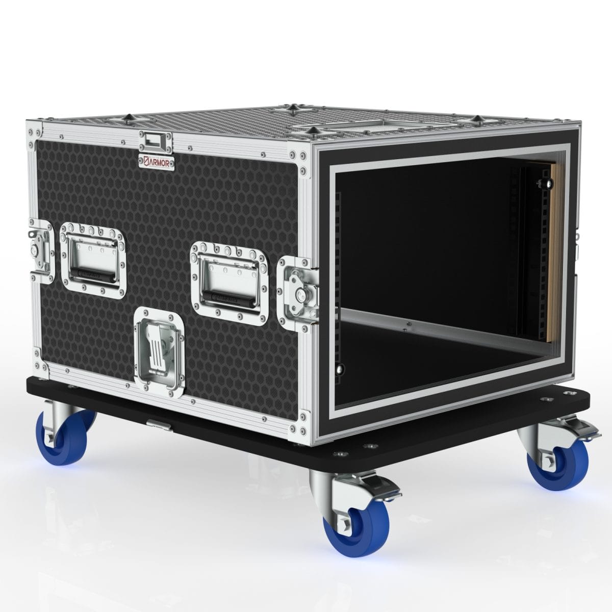 Suspension Rack Case 6U, 550Mm (Rail To Rail), Stackable, Lockable,Foam Shockproof, Removable Dolley