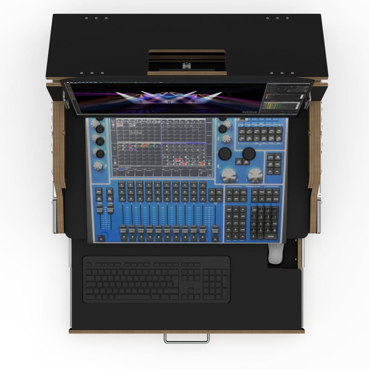 Flypack Case For Chamsys Mq80 With 27” Touch Screen And Keyboard Tray