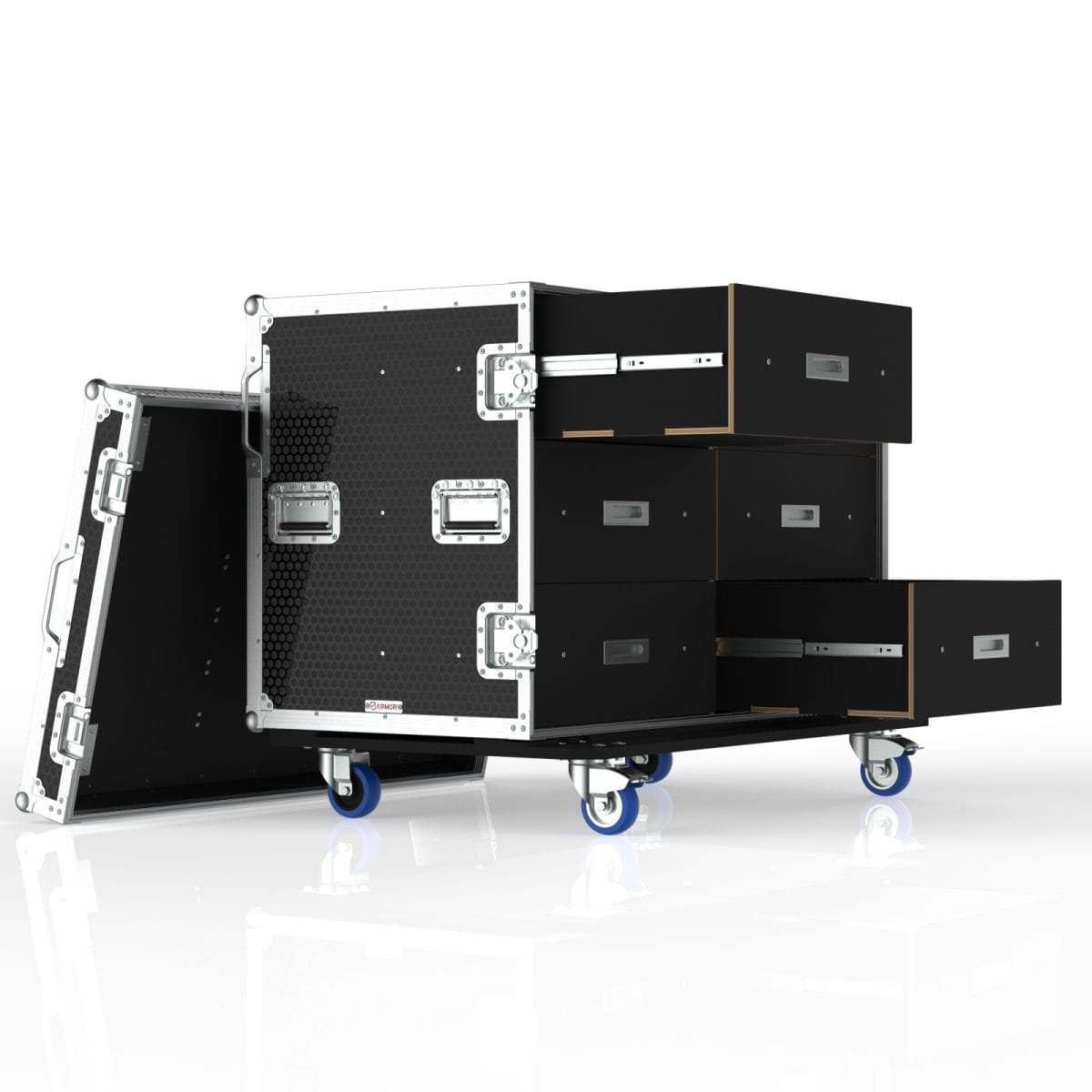Armor Utility Drawer Case With 6 Drawers, Front Removable Lid With Foldable Leg Assembly