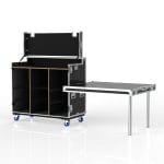 Workstation Road Case For Storage Crates, Removable Front Lid With Leg, Gas Strut Top Lid