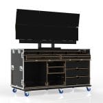 Vision Production Flypack Workstation Road Case With Motorized Lift For 6 Of 27&Quot; Monitors, 8 Drawers