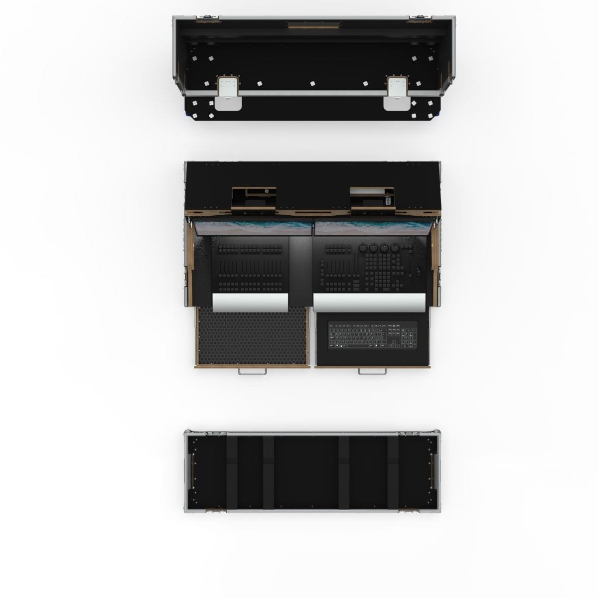 Custom Road Case For Grandma 2 Onpc Command Wing + Fader Wing + 2X 24&Quot; Dell Touch Screen