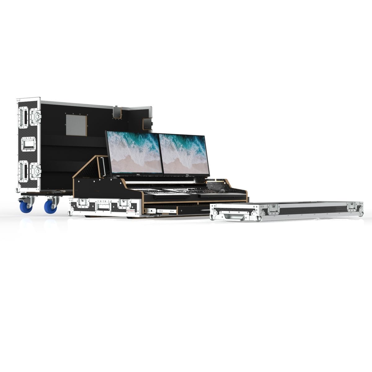 Custom Road Case For Grandma 2 Onpc Command Wing + Fader Wing + 2X 24&Quot; Dell Touch Screen