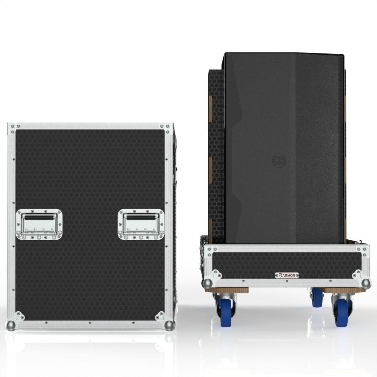 Road Case For Dual D&Amp;B X310 Speakers With Center Storage For 2X Vertical Brackets