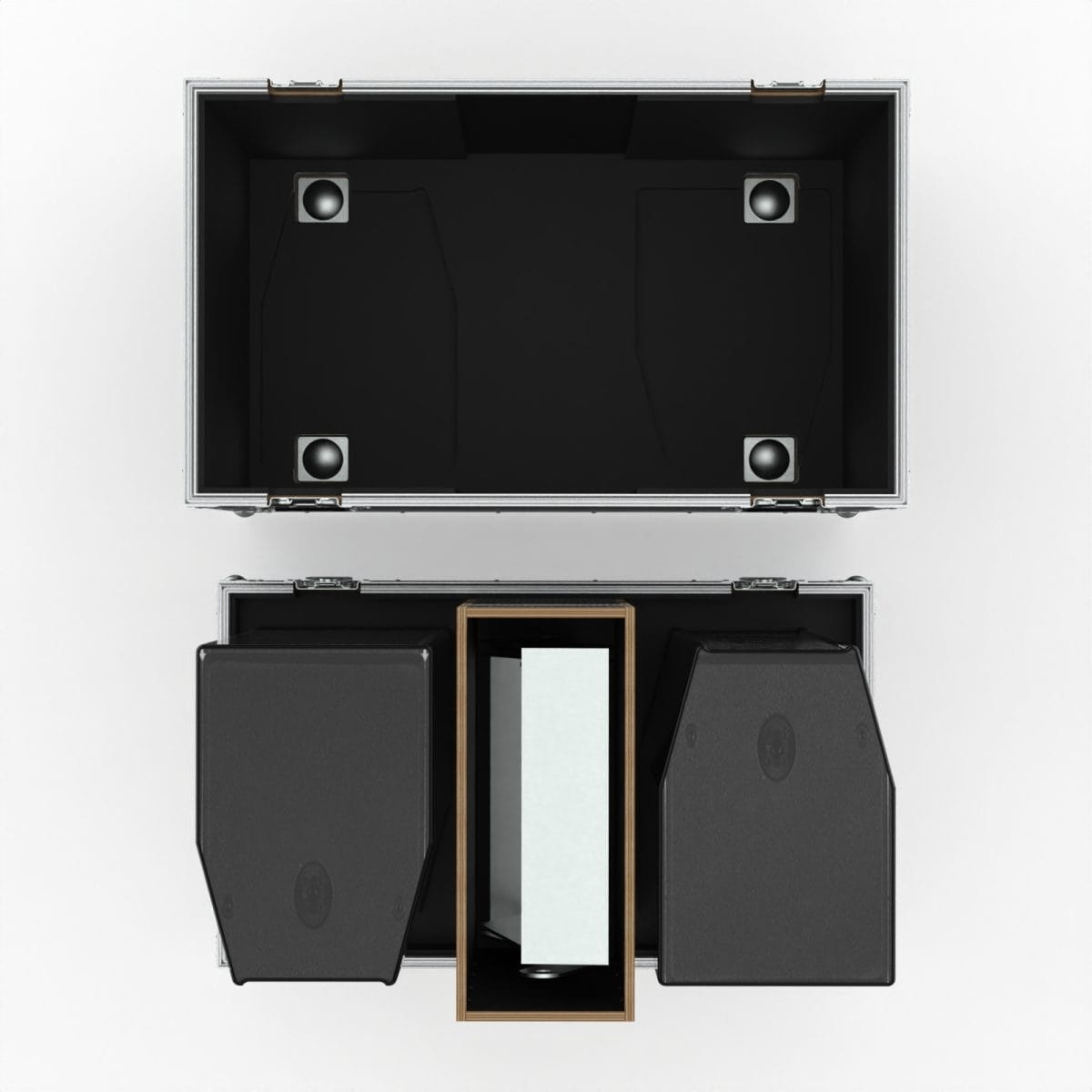 Road Case For Dual D&Amp;B X310 Speakers With Center Storage For 2X Vertical Brackets
