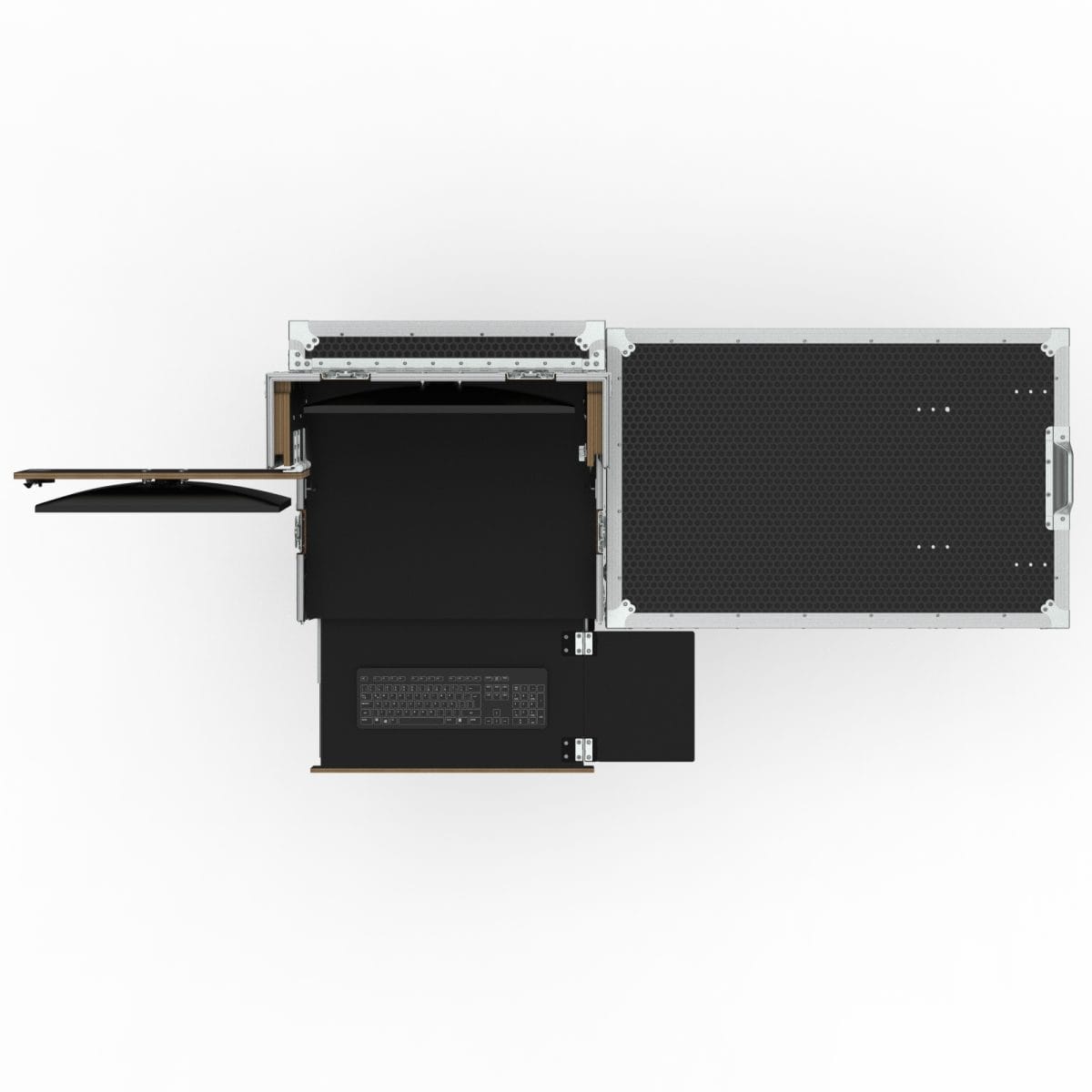 Workstation Case With 12U Standard Rack, Tray, Drawers &Amp; Pdu; Supports 2 Monitors