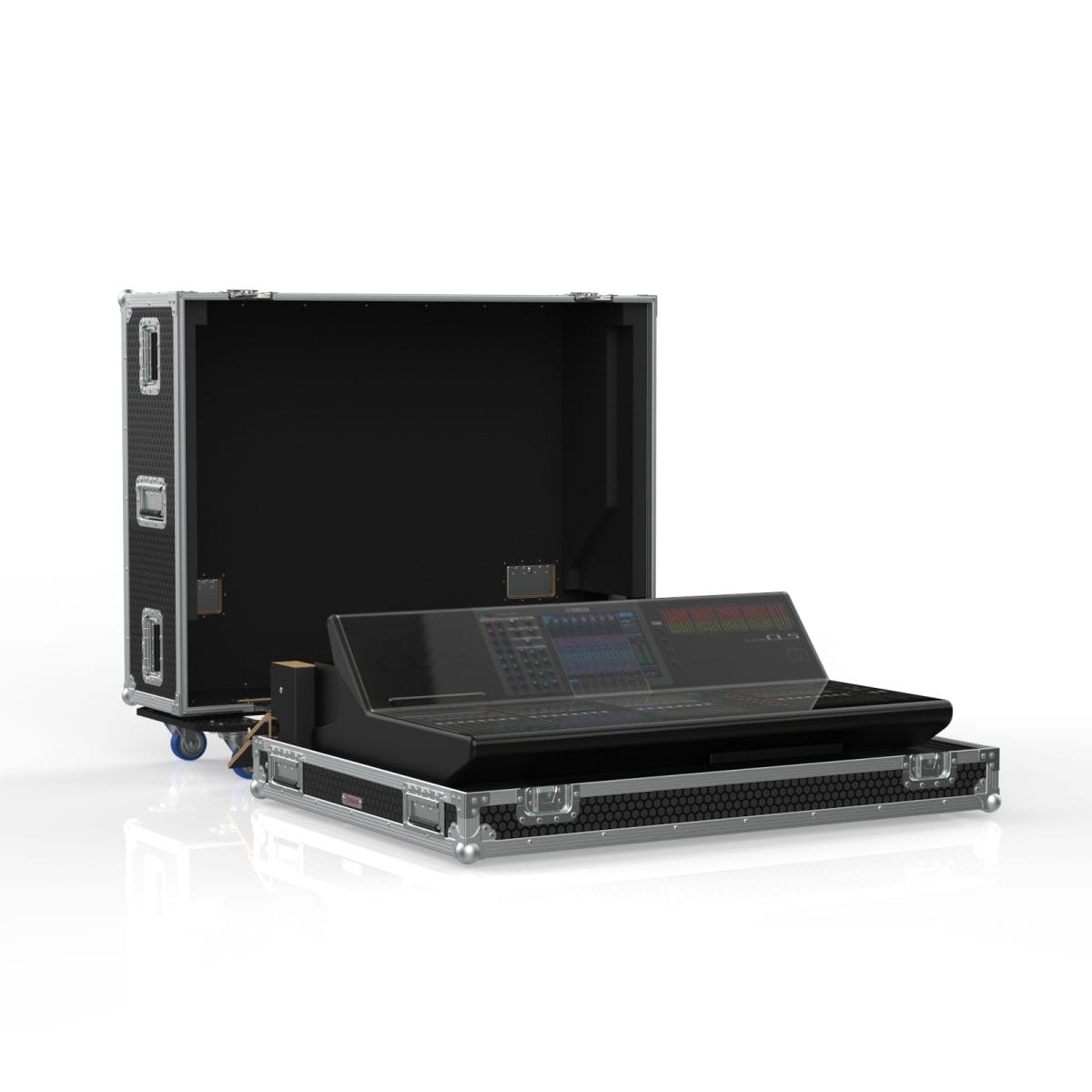 Yamaha Cl5 Road Case, Isometric View, Open Showing Mixer