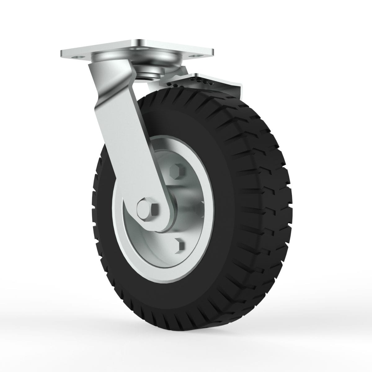 Nx Pneumatic P8 8&Quot; Swivel Castor 200Mm, Braked, 120Kg, 253Mm Installed Height