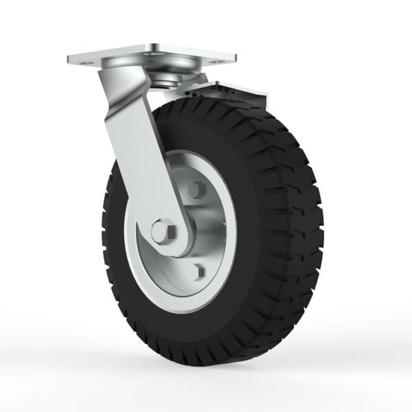 NX PNEUMATIC P8 8" SWIVEL CASTOR 200MM, BRAKED, 120KG, 253MM INSTALLED HEIGHT