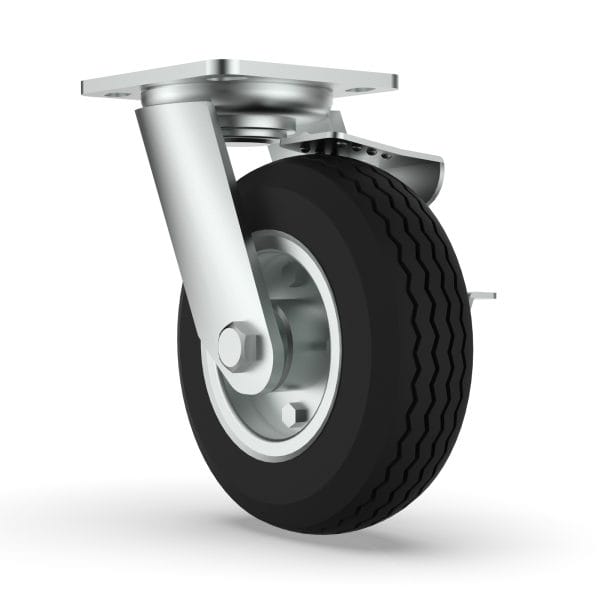 NX PNEUMATIC P6 6" SWIVEL CASTOR BRAKED, 158MM DIAMETER, 80KG, 194MM INSTALLED HEIGHT
