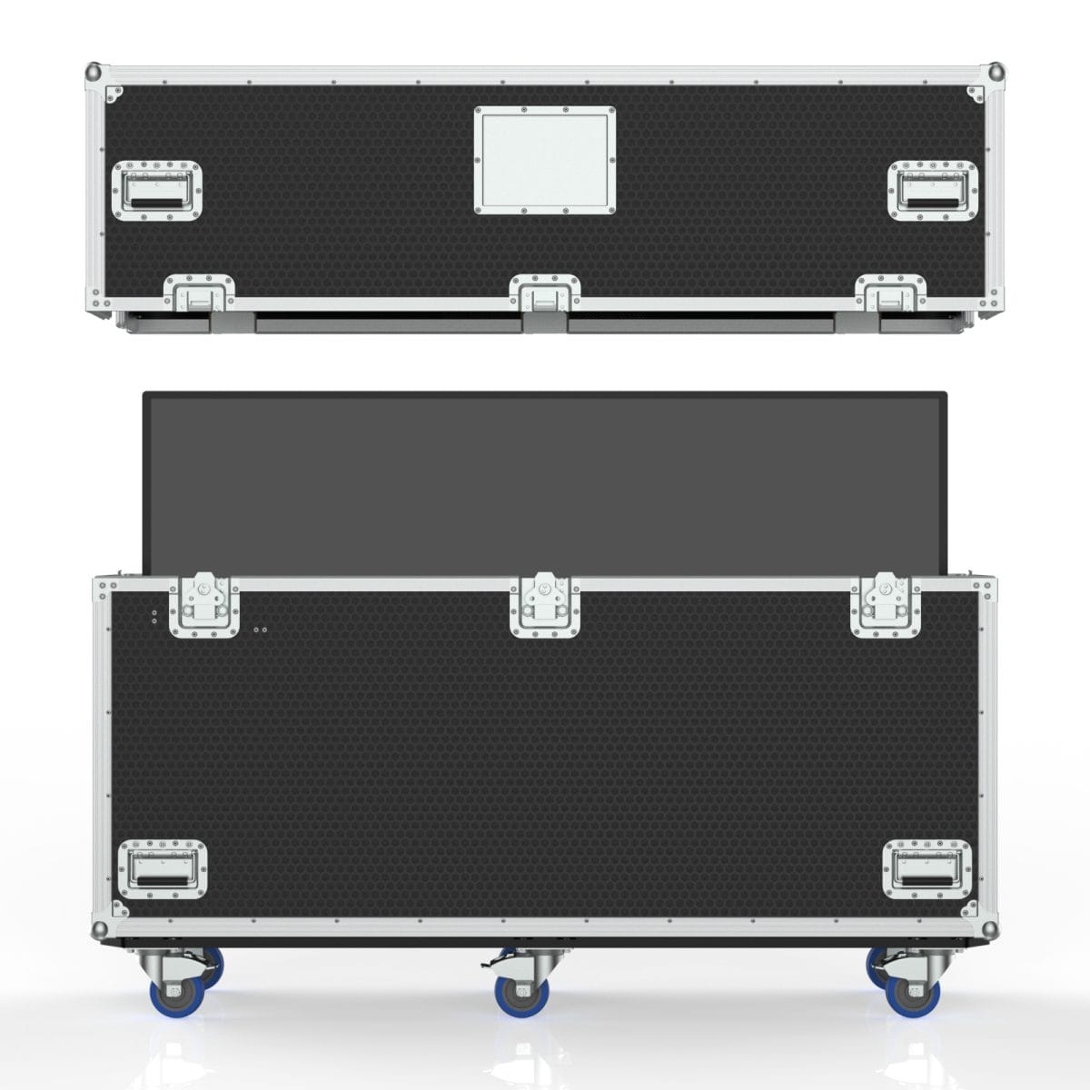 Tv Transport Case With Built In Motorized Lift For Lg 65Tr3Dk-B 65&Quot; Createboard, Split Lid