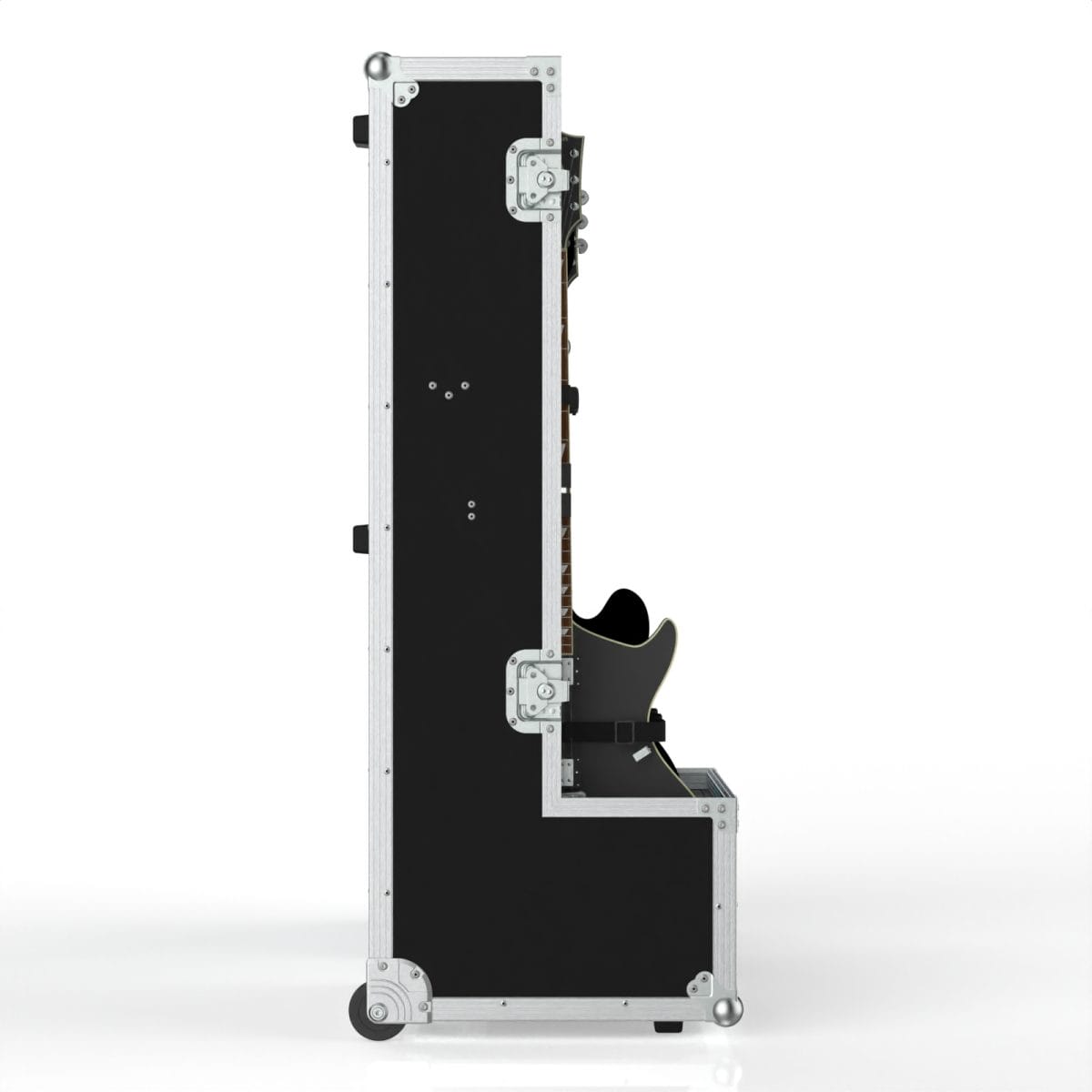 Triple Guitar Traveler With Adjustable Sliding Foam Blocks Inc. Line Engrav.