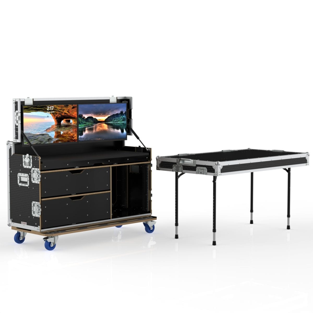 Ws-Gi Flypack Video Production Workstation Road Case, 1350Mm Max Height When Operating In Van