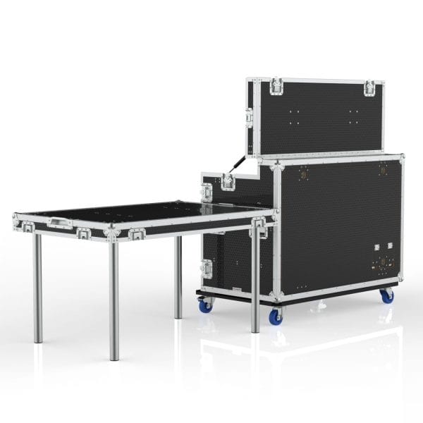 WORKSTATION CASE FP2-S, WITH VESA MOUNT FOR 2 OF 27" MONITORS, 2 STANDARD RACK BAYS