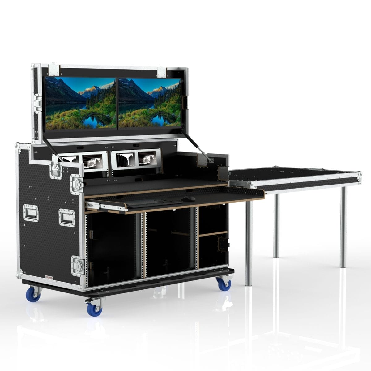 Workstation Case Fp2-S, With Vesa Mount For 2 Of 27&Quot; Monitors, 2 Standard Rack Bays