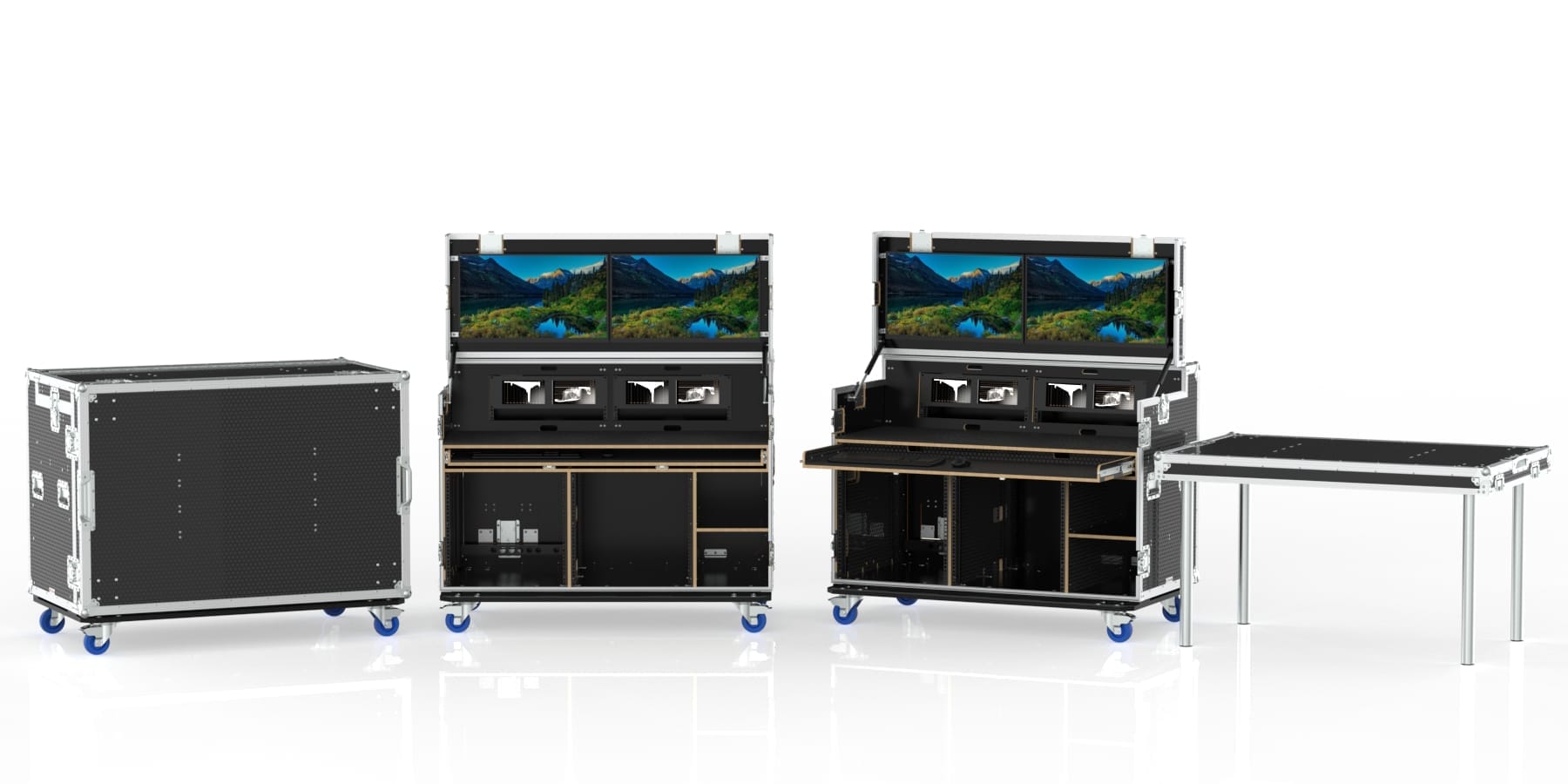 Workstation Case Fp2-S, With Vesa Mount For 2 Of 27&Quot; Monitors, 2 Standard Rack Bays