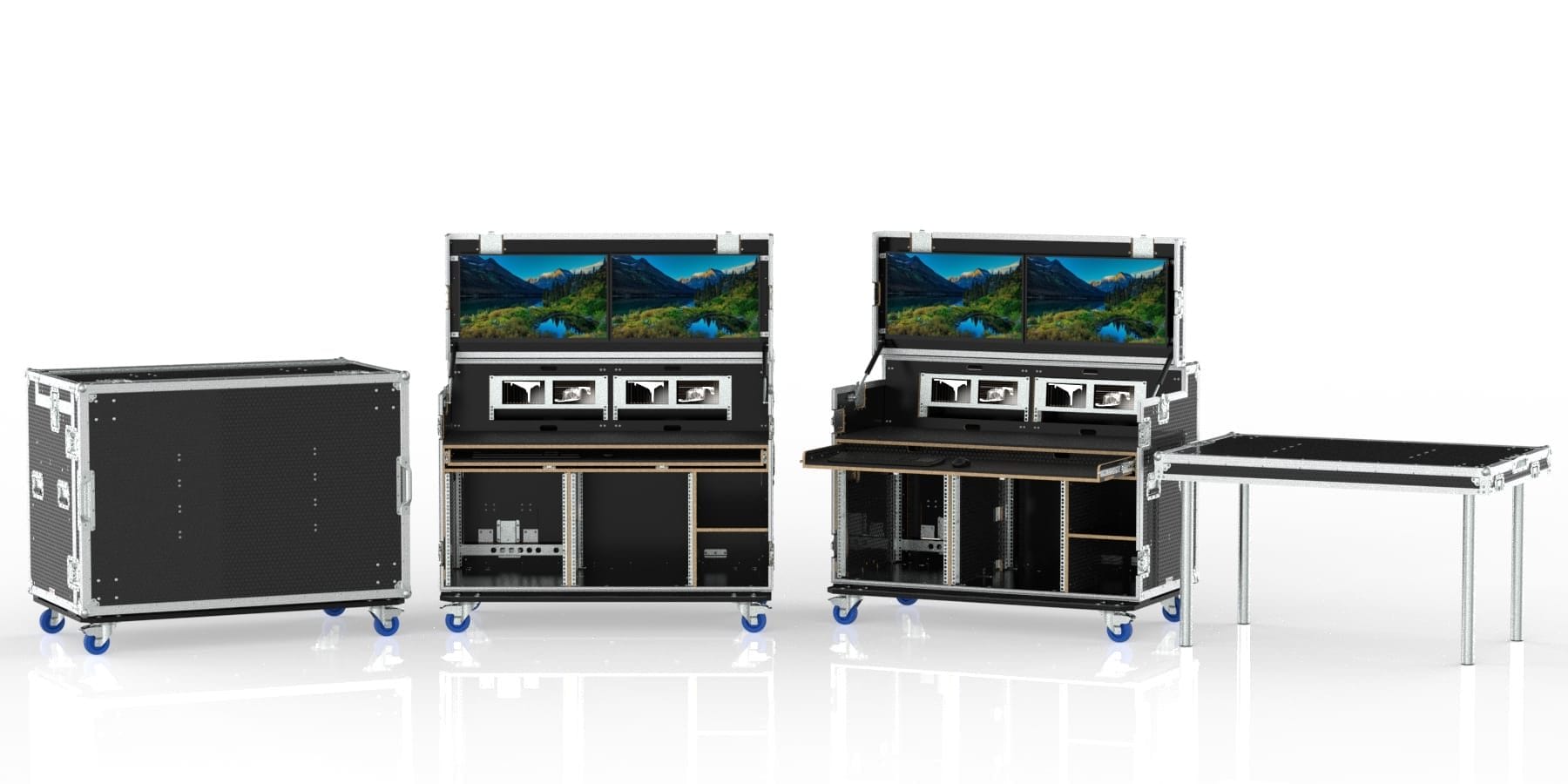Workstation Case Fp2-S, With Vesa Mount For 2 Of 27&Quot; Monitors, 2 Standard Rack Bays