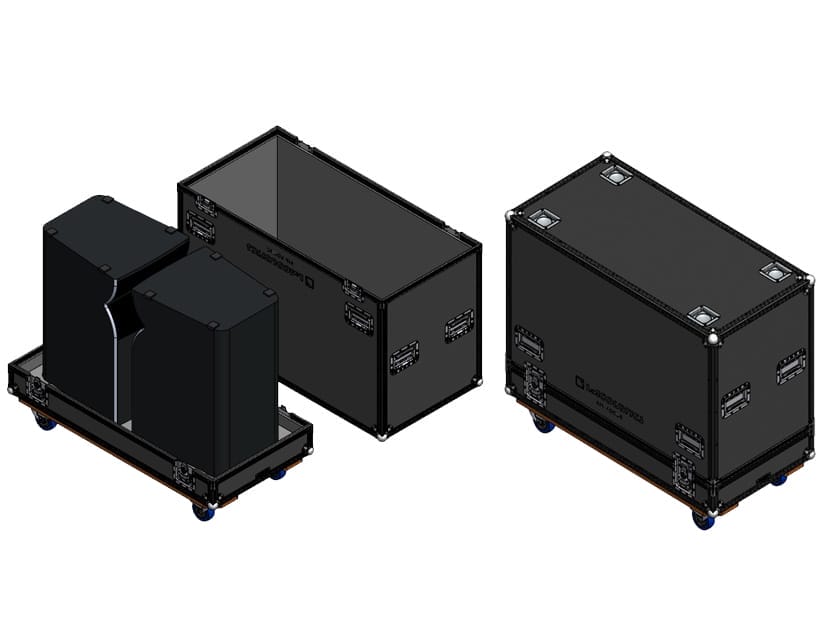 L-ACOUSTICS A15 FOCUS road cases (opened and closed view)
