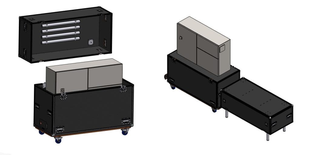 Road Case with Motorized Lift (Opened view)