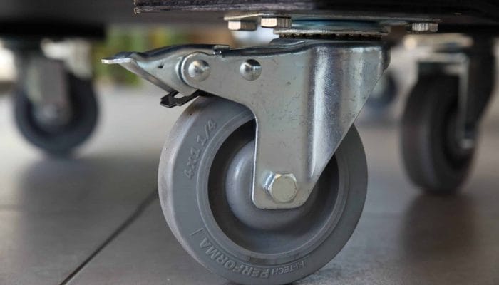 Carjet 3B 4″/100Mm Ultra-Quiet Rubber Swivel Castor W/ Brake, 100Mm Diameter, 120Kg, 130Mm Installed 4 Carjet 3B 100Mm4 Braked Rubber Swivel Castor